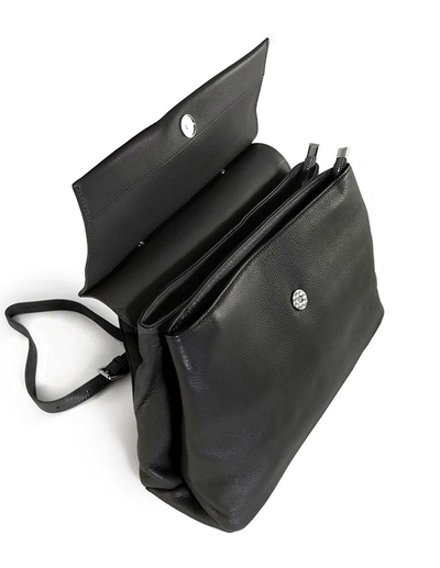 (АРТИКУЛ: 10051/1/5) СУМКА ЖЕНСКАЯ СРЕДНЕГО РАЗМЕРА, НАТУРАЛЬНАЯ КОЖА, ЧЕРНАЯ, ДВА ОТДЕЛЕНИЯ, С ПЛЕЧЕВЫМ РЕМНЕМ