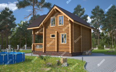 Дом из оцилиндрованного бревна "Владимир", 80 м2