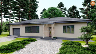 Одноэтажный дом из газобетона с гаражом - 166 м2