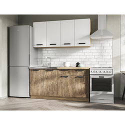 Пасаденна Кухня 1,6 Дуб крафт золотой/Белый бриллиант/Ржавый камень