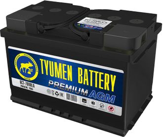 Аккумулятор Тюмень Премиум 70 Ач ток 700А AGM (TYUMEN BATTERY Premium AGM) 6СТ-70VRLA-R О/П (278x175x190) обратная полярность - +