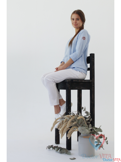 Блуза «Лодочка», голубая