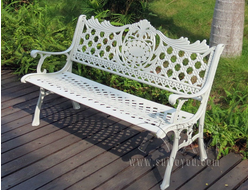 Скамья садовая белая из литого алюминия RIO