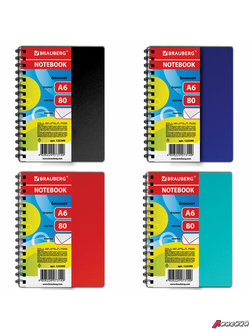 Блокнот МАЛЫЙ ФОРМАТ (105×145 мм) А6, 80 л., гребень сбоку, пластиковая обложка, клетка, BRAUBERG, «Офисный». 125399
