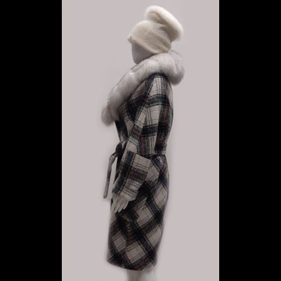 Пальто в клетку женское зима Арти мода Arti moda 120 светлое