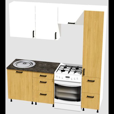 Кухня Эконом 1,5 метра с колонкой (1100х400) Цвет: Белый/Дуб Сонома