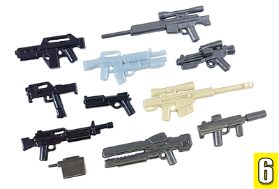 BrickArms - Value Pack 6 + автомат М16 светящийся в темноте