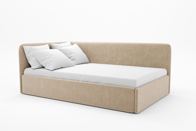 Угловая кровать, тахта, софа, подростковая MyCloud Норд, с подъемным механизмом, бельевым ящиком, боковой спинкой, без ножек