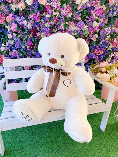 Большой плюшевый медведь 135 см бежевый Феликс