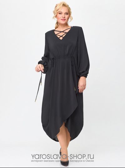 Модель : 1693.Платье женское из нежного шифона черного цвета.