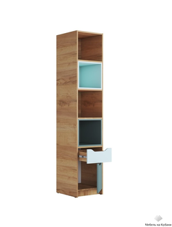 Rich Стеллаж СЖ-001 Дуб Крафт золотой - Мята/Сумеречный голубой