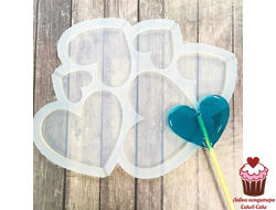 Форма силиконовая для леденцов Сердечки ассорти 6яч.