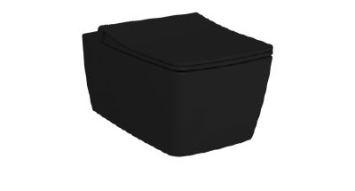 Подвесной унитаз, 56 см, безободковый, матовый, черный, VitrA, Metropole, 7672B083-0101