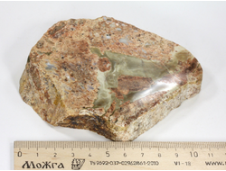 Риолит, яшма, срез полированный с двух сторон, Чукотка, Рывеем (112*91*20 мм, 250 г) №28938