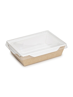 Салатник с прозрачной крышкой (крафт/бел) 800мл