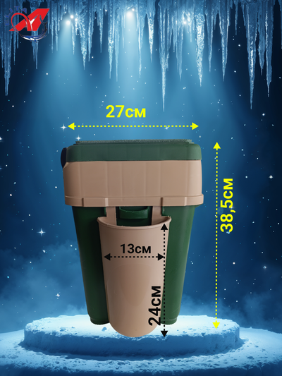 Ящик для зимней рыбалки (А-элита) А-Box/ с термометром, зеленый (1карман, полка, перегородка)