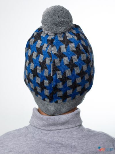 Шапка  21201-07, цвет серый,ярко-синий р. 54-56