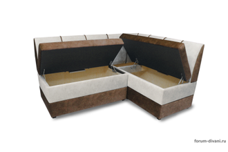 Кухонный Угловой диван "Форум-8" Коричневый/Слоновая кость Правый