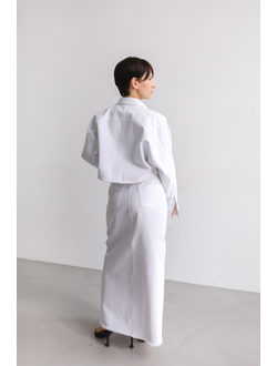 Куртка укороченная из джинсовой ткани (белый)