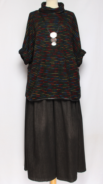 ДЖЕМПЕР БОХО "КИМОНО" пёстрый т.хаки, черный, графит, джинс до р.56