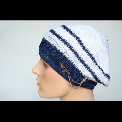 Берет в морском стиле vizio 5038 белый с синим берет из хлопка морская тема
