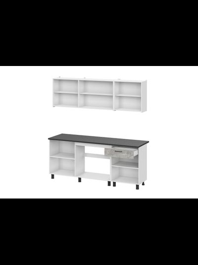 КГ-9 (2000) Белый/Цемент тёмный/Цемент светлый/Чёрный кухонный гарнитур