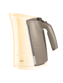 Чайник BRAUN WK-300.CREAM, 1,7 л, 2200 Вт, скрытый нагревательный элемент, пластик, кремовый/серый, WK300