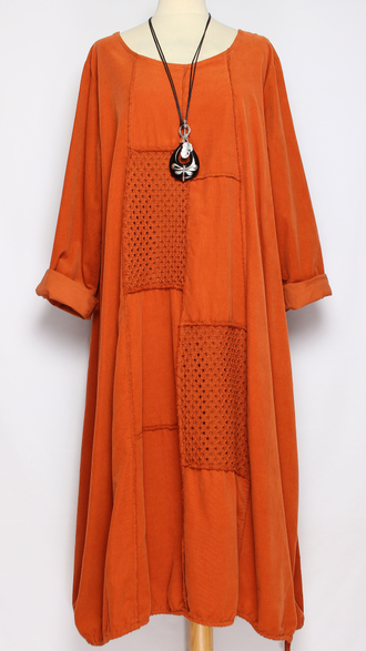 Платье Бохо вельветовое "Сетка трикотажная спинка" оранжевое, шоколад, винный до р.56