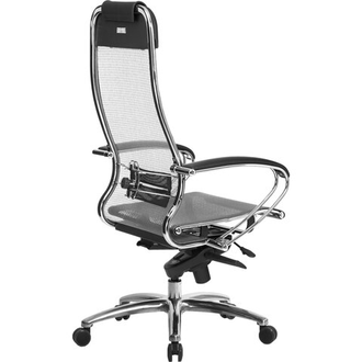 Кресло офисное МЕТТА "SAMURAI" S-1, кевларовая ткань-сетка, серое