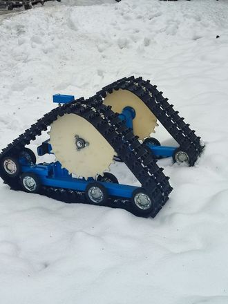 Гусеничный привод к мотоблоку (вал 23) МБ 900 &quot;ГП-Ш1&quot; (ШЕСТИГРАННИК, треугольная) (4к+1зв,син.цв/РТа