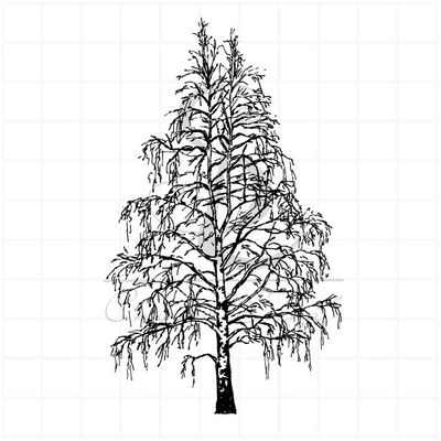 штамп  для скрапбукинга   с деревом - ветвистой березой