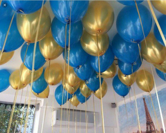 Золотые и синие воздушные шары купить Краснодар