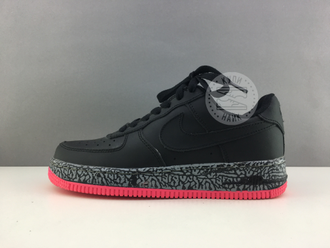 Nike Air Force 1 низкие чёрные с розовым, Прессованная кожа (37-38) Арт. 009M