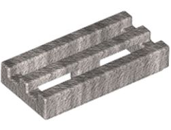 Tile, Modified 1 x 2 Grille with Bottom Groove / Lip, Metallic Silver (2412b / 4249040 / 4579833 / 51815301 / 6051422)