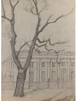 "Городской пейзаж, Ленинград" бумага карандаш Виноградов А. 1940 год