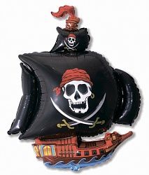 Шар (14&#039;&#039;/36 см) Мини-фигура, Пиратский корабль, Черный, 1 шт.