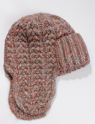 Шапка женская ушанка "Косички меланж" 11590-1 т.серо-розовый, винный, красная, бордовая, св.серо-розовый