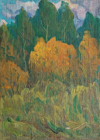 "Осенний пейзаж" картон масло 1960 год