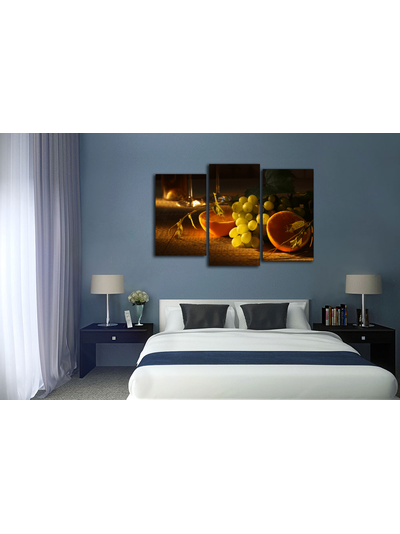 Модульная картина "Виноград с апельсином"