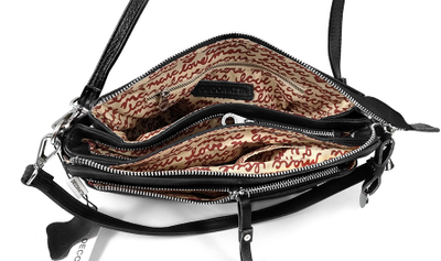 (АРТИКУЛ: 8083) СУМКА ЖЕНСКАЯ, КЛАТЧ, НЕБОЛЬШАЯ, НАТУРАЛЬНАЯ КОЖА, ЧЕРНАЯ, НЕСКОЛЬКО ОТДЕЛЕНИЙ, ДЛИННЫЙ РЕМЕНЬ ЧЕРЕЗ ПЛЕЧО