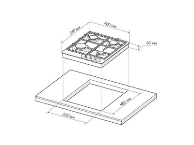 Газовая варочная поверхность GVG 640-1 WH