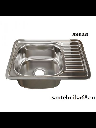 Мойка для кухни нерж врезная прямоугольная MIXLINE 48х58 0,8мм правая левая выпуск 3 1/2 с сифоном глубина 18см