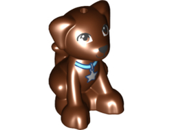 Dog, Friends, Puppy, Sitting with Black Nose and Medium Azure Collar with Silver Star Tag Pattern Dash / Scout, Reddish Brown (27986pb01 / 6179048)