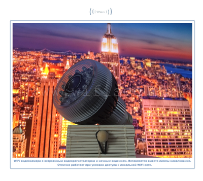 WiFi видеоняня/телекамера (в виде лампы накаливания, цоколь Е27)  с DVR , Full HD 5Mp (Pro iCam)