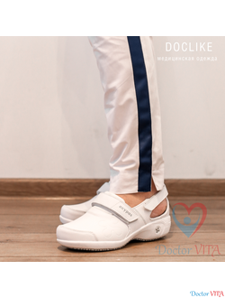 Брюки-слимы DOCLIKE SLIM DL233/1 белые с лампасами