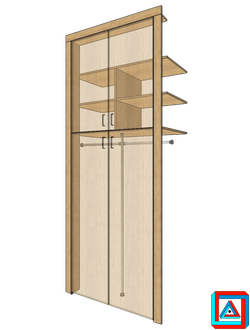 Шкаф встроенный с 2-мя парами распашных дверей