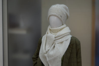 Итальянский белый шарф платок Визио 6943