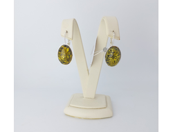 Серьги с зеленым янтарем 1