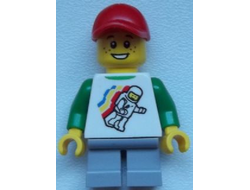 Classic Space Minifigure Floating Pattern, Light Bluish Gray Short Legs, Red Cap with Hole, n/a (cty0577)