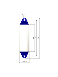 Кранец швартовый Polyform F1 Ø150x610мм 8л надувной из синего ПВХ для судна 3-7м
